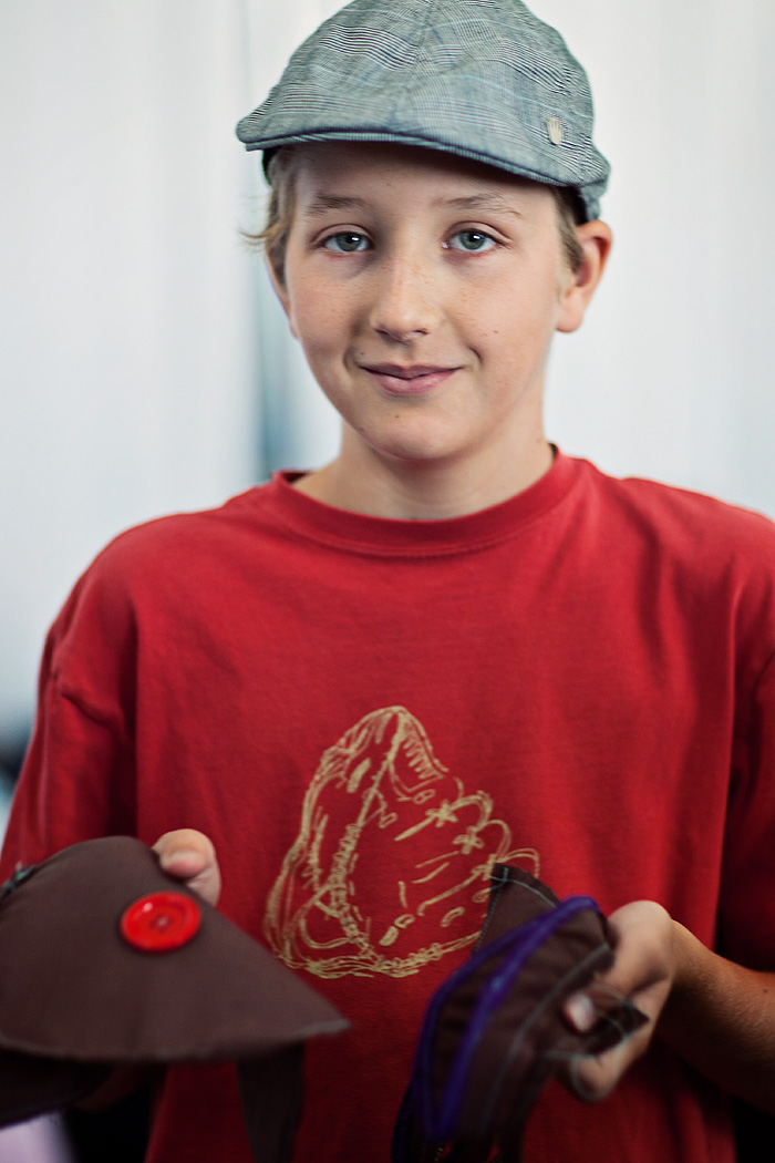 Camper at Steve and Kate’s Camp in San Mateo who is making a top hat
